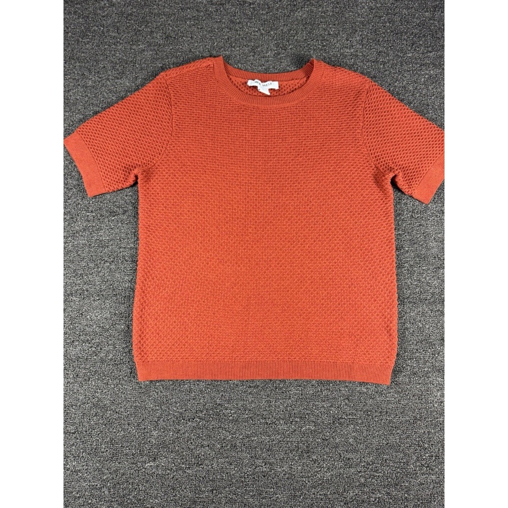 Nine West Women's Med. Soft Honeycomb Knit Burnt Orange Short Sleeve Sweater